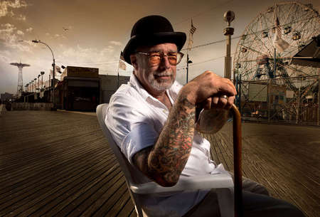 "Mayor of Coney Island" Dick Zigun   founder of the non-profit arts group Coney Island USA portrait for FT Financial Times of London