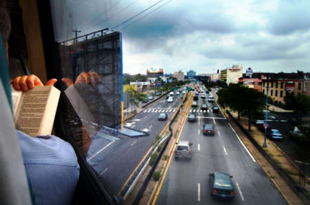 LIRR commuter over looking over the Long Island Expressway.