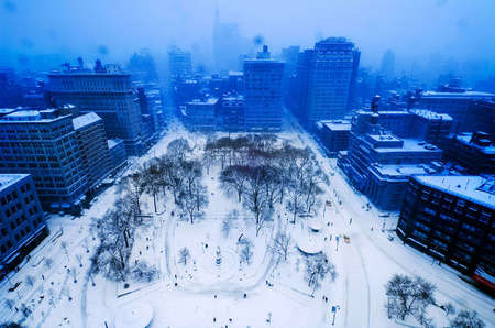 Snow in Union Square NYC ... available for stock.